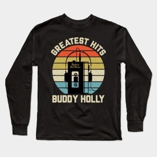 Greatest Hits Buddy Retro Walkman Holly Vintage Art Long Sleeve T-Shirt